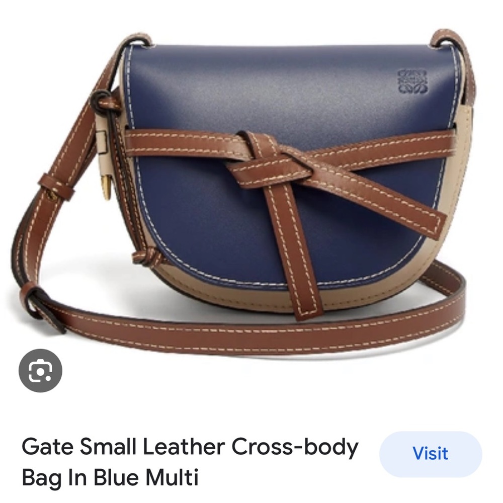 Loewe gate crossbody leather bag in blue multi, size small